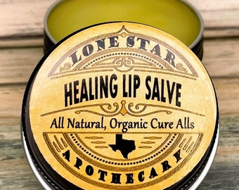 Healing LIP SALVE Repair Balm Essential Oil Blend by Lone Star Apothecary Chapped Lips Soothing Natural and ORGANIC