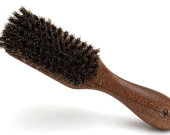 USA Made American Black Walnut Wood & Medium Firm BOAR Hair Brush 7” Bristle Styling Hair or Beard Wood Handle Dixie Cowboy