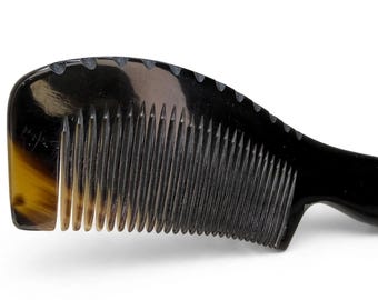 USA Made Black BUFFALO Ox HORN Medium Fine Tooth Finishing Smoothing Styling Wet Dry Comb 8” Hair Dixie Cowboy c34