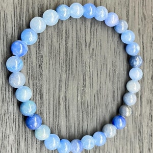 Real BLUE AVENTURINE Gem Gemstone 6mm Stone Bead Stretch Bracelet 7&quot; women’s men’s Jewelry Handmade Beaded One Size