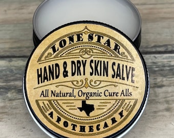 HAND & Dry Skin REPAIR SALVE Healing Chapped Sensitive Balm Essential Oil Blend Lone Star Apothecary Soothing Organic