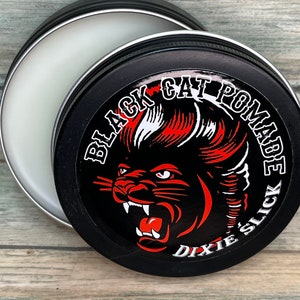 BLACK CAT POMADE Scoops Easy Lays Heavy Matte Finish Strong Firm Hold Natural Ingredient Hair Oil Based Dixie Slick 4oz Grease