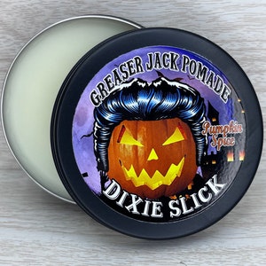 PUMPKIN SPICE Greaser Jack Dixie Slick Halloween Natural Organic 4oz Hair POMADE Rockabilly Greaser Styling Wax Grease by Dixie Cowboy