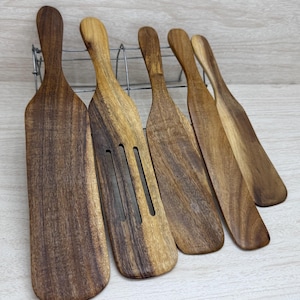 USA Made 5 Piece SPURTLE Set ACACIA Handmade Wood Kitchen Utensils Spurtles Spatulas Cooking Baking Serving Mixing Dixie Cowboy