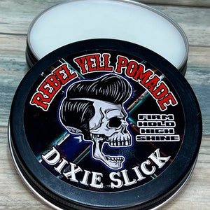 REBEL YELL POMADE 4oz Scoops Easy Lays Heavy Firm Hold Stays Shiny Great Hold Great Shine All Natural Hair Dixie Slick