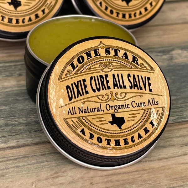 DIXIE Cure All SALVE Lone Star Apothecary ORGANIC Gardening Chapped Repair Balm Hand Healing Dry Skin Heels Burns Essential Oil cowboy