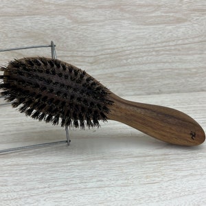 USA Made Black Walnut Wood BOAR Hair Bristle Styling Smoothing Beard or Regular Hair Brush 8” Firm Stiff Dixie Cowboy
