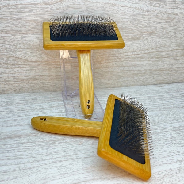 USA Made Grooming Brush Dog Cat Goat Sheep Felt Wool Bamboo WOOD 7” Cushion Pin Smoothing Detangling Paddle Handle Dixie Cowboy