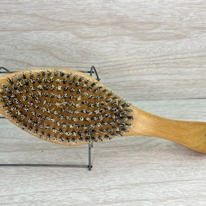 USA Made Boar Hair & Nylon Bristles 9.5” Stiff Reinforced FIRM Beechwood Wood Curved Contoured Styling Wet Dry Hair Brush Dixie Cowboy