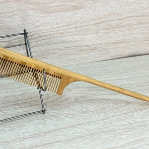 USA Made Pick Rat Tail Pin Teasing Handle BAMBOO Eco Friendly Wood 9” Fine Tooth Pocket Hair Dixie Cowboy COMB C14