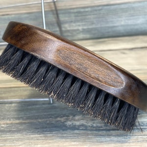 USA Made Black Walnut Wood BOAR Hair Wood Beard Bristle Brush BEARDS & Short Hair 4.5” Firm Stiff Palm Military Dixie Cowboy