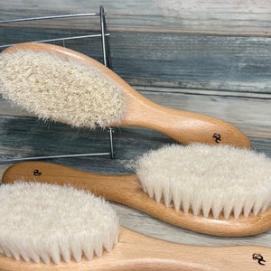 USA Made 100% Texas GOAT Brush Farm Raised Goats Hair Bristle 7&quot; Beechwood Wood Handle Hair Body Face Dry Barber Neck Duster Beard Baby