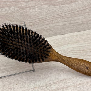 USA Made BOAR Hair Brush Wood Handle Stained Beechwood 9" Bristle Stiff Firm Styling Beard Dixie Cowboy