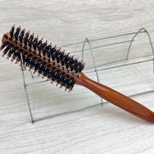 USA Made BOAR Hair & Pin Beechwood round ROLLER Brush 9&quot; Blow Drying Straightening Volume Curling Volumizing Smoothing 14 Row Dixie Cowboy