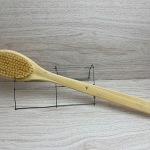 USA Made Vegan Friendly Plant Fiber Blend Body Shower SCRUB Brush Bamboo Wood Handle Back Bath Dry Skin Brushing Dixie Cowboy