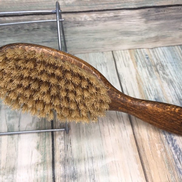 USA Made NATURAL Rare Color BOAR Hair Brush Wood Long Handle 7.5" Bristle Soft Medium Stiffness Styling Brush Hair Beard Dixie Cowboy J94