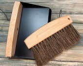 USA Made Handmade Horsehair Beechwood Broom with Dustpan Whisk Car Table Corner Hand Brush Cleaning Kitchen Eco Friendly Dixie Cowboy