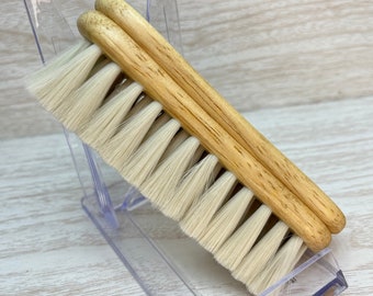 USA Made ASH Wood GOAT Hair Beard Baby Dry Body Brushing Bristle Brush Hair 5” Super Soft Palm Military Dixie Cowboy