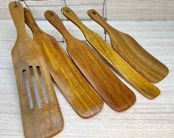 USA Made 5 Piece SPURTLE Set ACACIA Handmade Wood Kitchen Utensils Spurtles Spatulas Cooking Baking Serving Mixing Dixie Cowboy