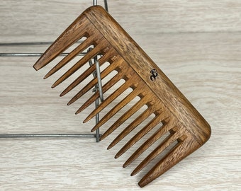 USA MADE American Black WALNUT 4” Detangling Detangler Flat Hand Comb extra Wide Tooth Wood Hair Comb Dixie Cowboy C26