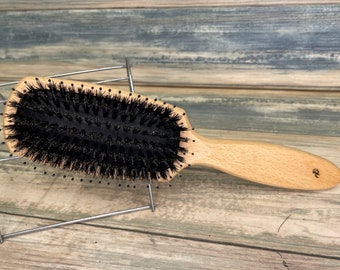 USA Made Boar Hair Nylon Pin & Beechwood WOOD 9” Smoothing Styling Paddle Cushion Blowout Wet Dry Brush Hair Dixie Cowboy