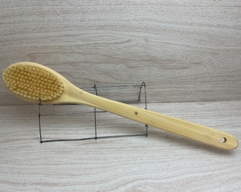 USA Made Vegan Friendly Plant Fiber Blend Body Shower SCRUB Brush Bamboo Wood Handle Back Bath Dry Skin Brushing Dixie Cowboy