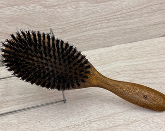 USA Made BOAR Hair Brush Wood Handle Stained Beechwood 9" Bristle Stiff Firm Styling Beard Dixie Cowboy