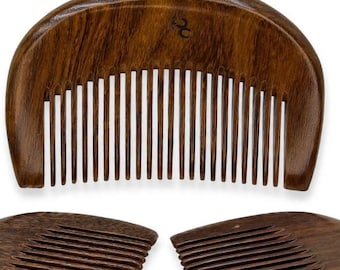 USA Made Whole Piece Thick Black WALNUT 3.5” Curved Hand Wood Beard Pocket Styling Detangler Wet Dry Hair Comb Dixie Cowboy B24