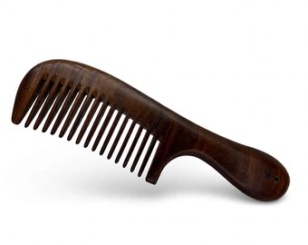 USA Made 7.5” Whole Piece Rare Chacate Preto Wood Styling Handle WIDE Tooth Detangler Anti Static Wet Dry Hair Comb Dixie Cowboy c33