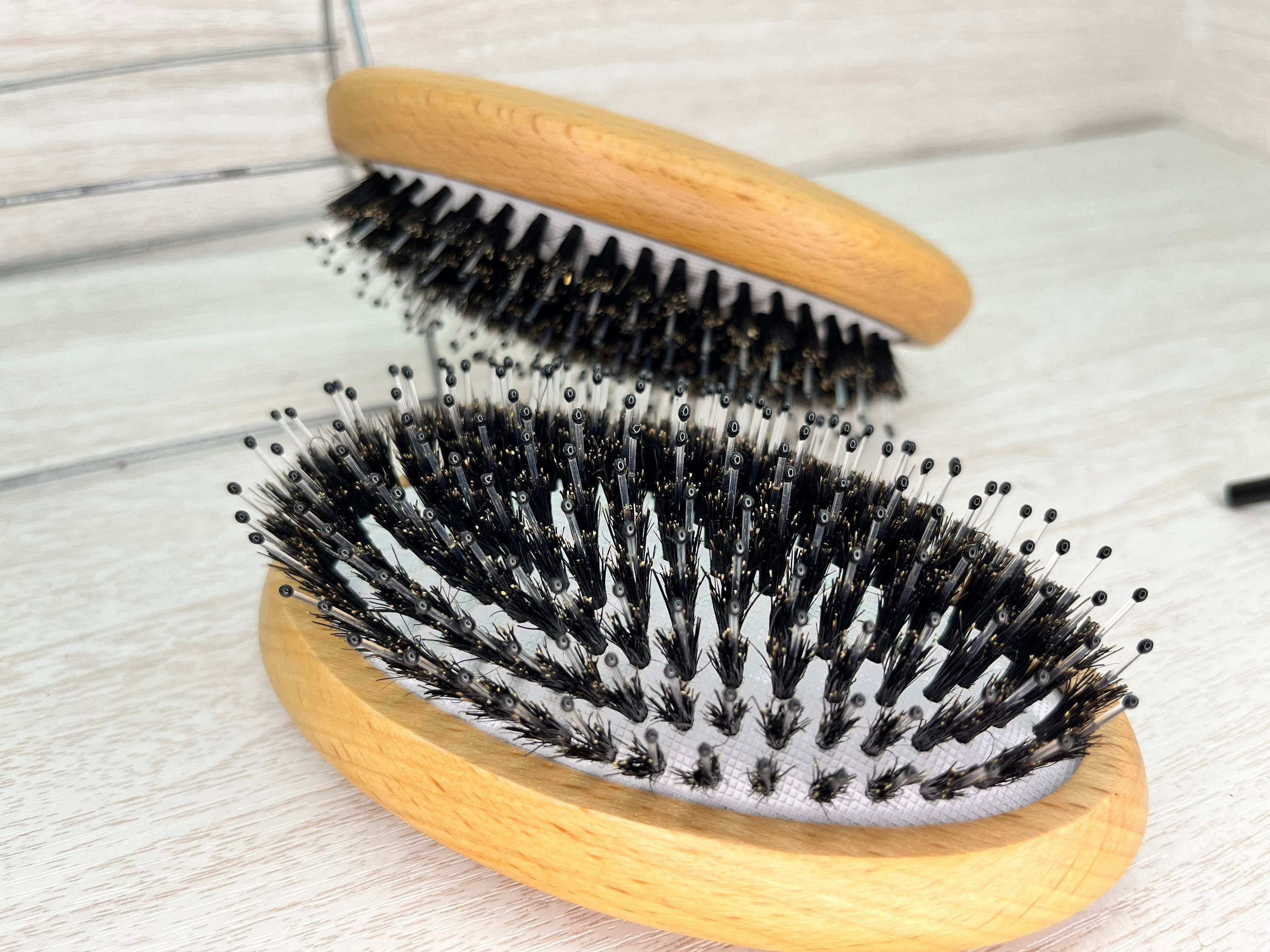 1 Men Boar Hair Bristle Beard Mustache Brush Soft Hard Palm Round Wood Handle !!