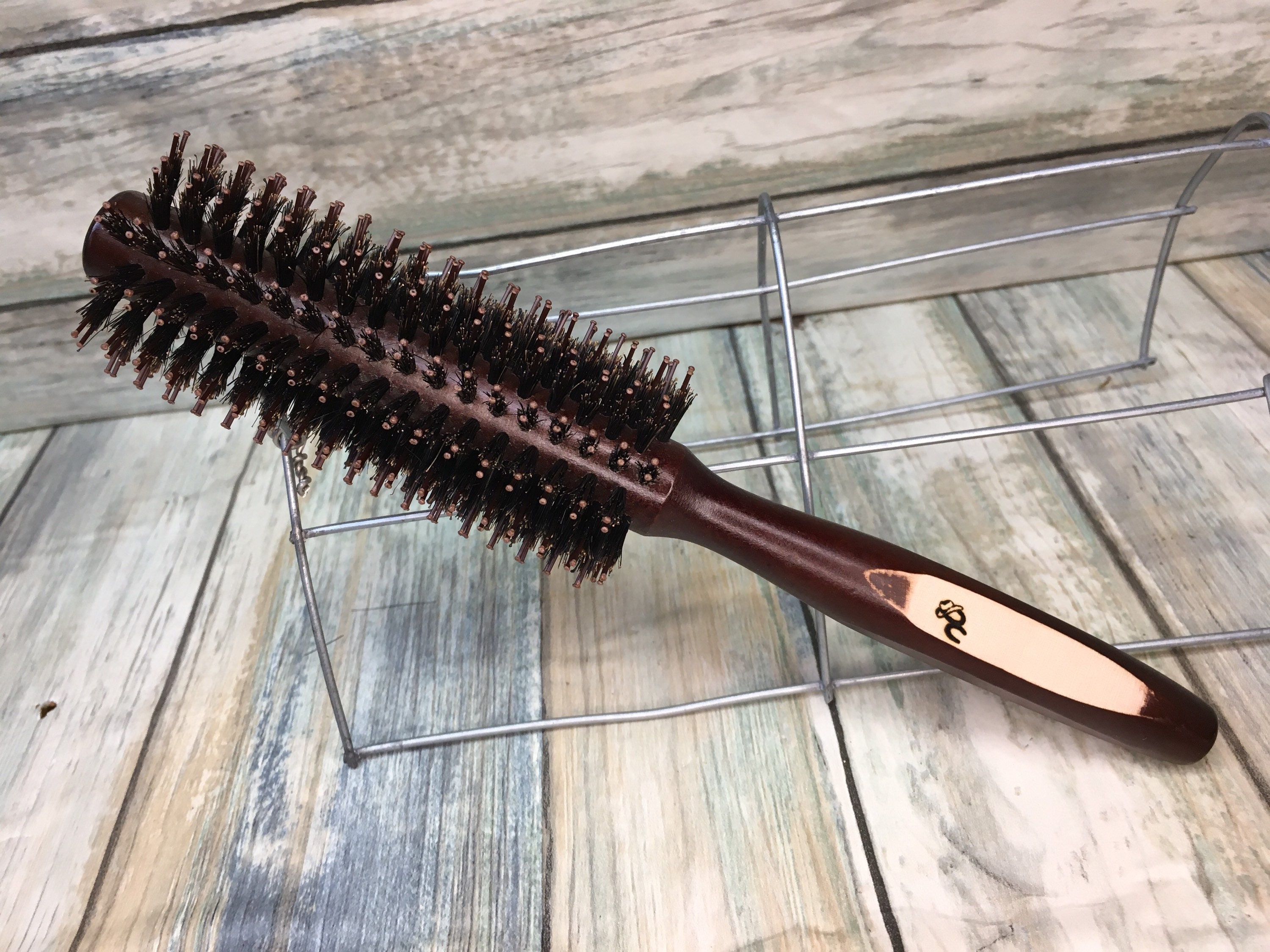 USA Made Natural BOAR Hair Wood Round ROLLER Brush 9 Blow Drying Shine