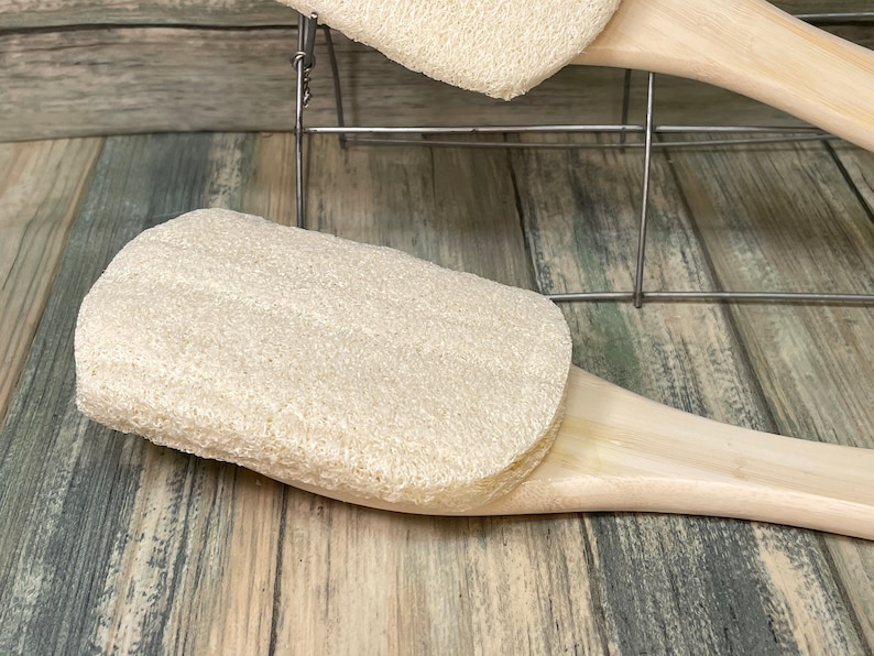 USA Made Organic LOOFAH Luffa Scrub Brush XL Size 18 Bamboo Etsy