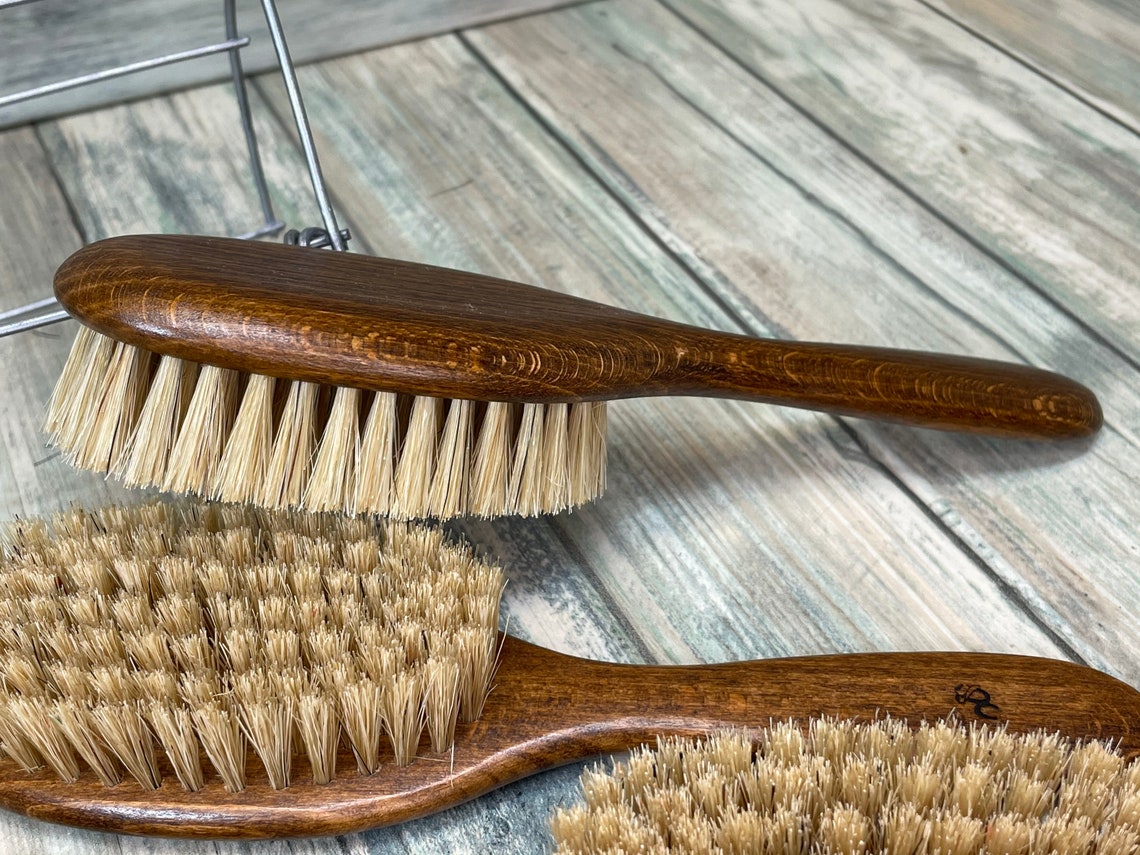 USA Made Natural Color BOAR Hair Brush Wood Handle Stained | Etsy