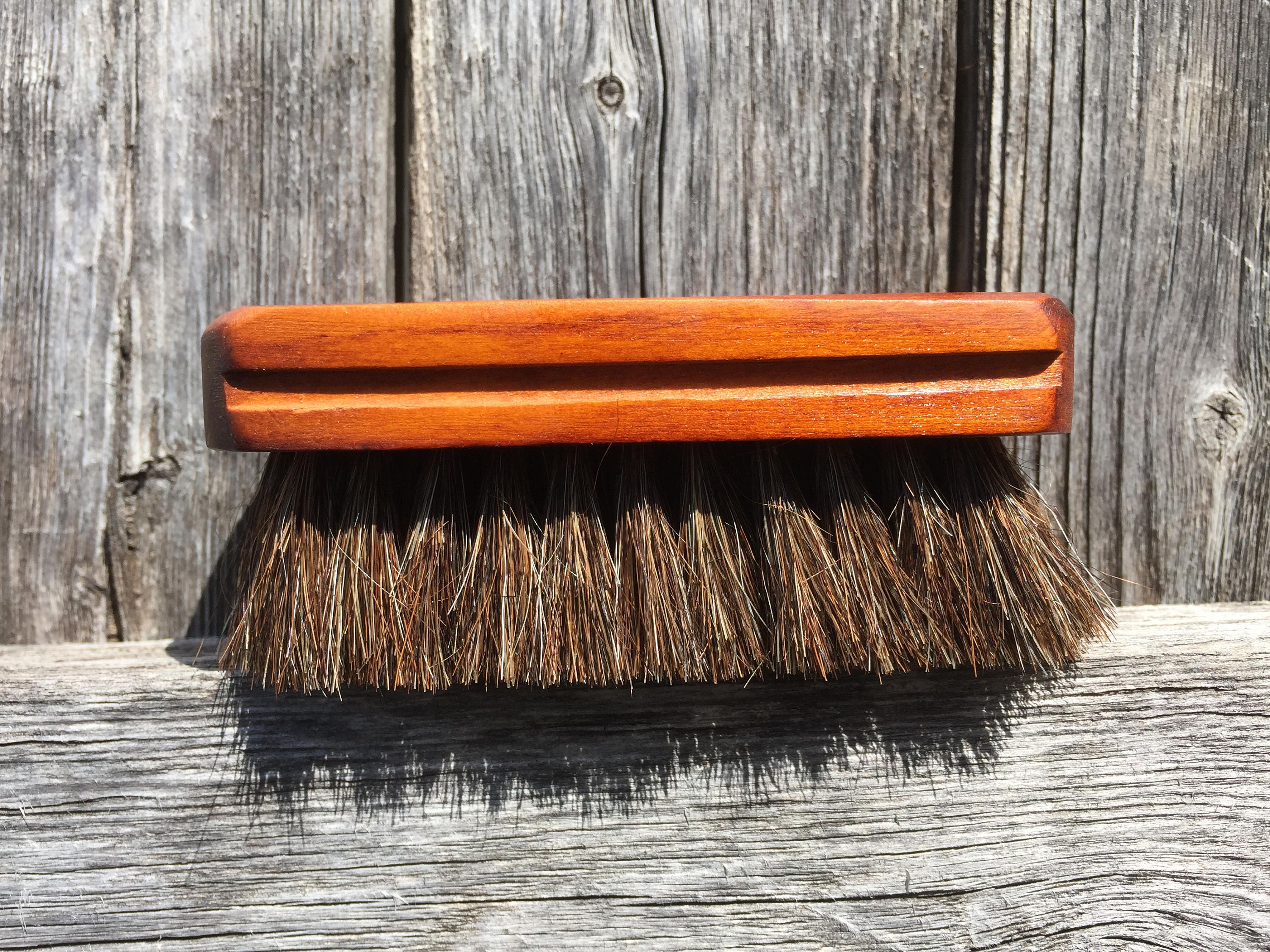 Premium 100% Pure HORSE Hair Super Soft Bristle Mini 4.5 Wood Paddle  Military Large Brush Perfect for Baby Beard & Fine Hair horsehair