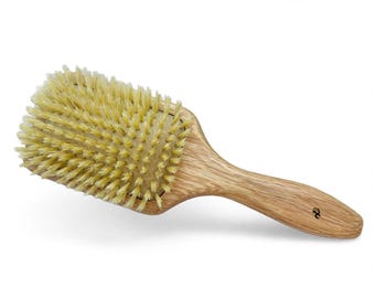 USA Made Natural Color Boar Hair Brush Texas OAK wood XL 10" Bristle Cushion Paddle Styling Smoothing Dixie Cowboy
