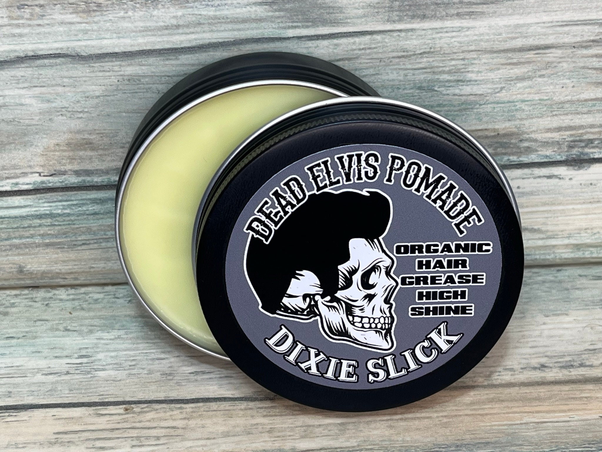 ORGANIC DEAD ELVIS High Shine Grease Oil Based Pomade Natural Hair Dixie Slick 4oz Light Hold Gloss Shiny Rockabilly Greaser Wax ORGANIC DEAD ELVIS High Shine Grease Oil Based Pomade Natural Hair Dixie Slick 4oz Light Hold Gloss Shiny Rockabilly Greaser Wax
