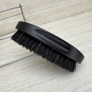 USA Made Beechwood Black Stained Wood BOAR Hair Wood Beard Bristle Brush BEARDS & Short Hair 5” Firm Stiff Palm Military Dixie Cowboy
