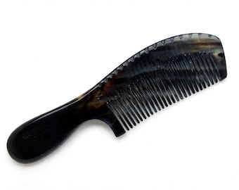 USA Made Black BUFFALO Ox HORN Medium Fine Tooth Finishing Smoothing Styling Wet Dry Comb 8” Hair Dixie Cowboy A5