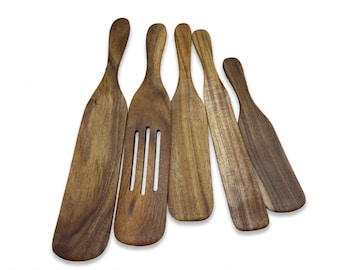 USA Made 5 Piece SPURTLE Set TEAK Handmade Wood Kitchen Utensils Spurtles Spatulas Cooking Baking Serving Mixing Dixie Cowboy