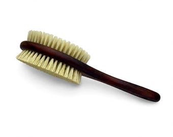 USA Made Natural Color BOAR Hair 2 Sided Brush Wood Handle Stained Beechwood 10" Bristle Soft & Firm Styling Beard Smoothing Dixie Cowboy