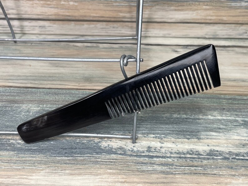 USA Made BUFFALO Ox HORN Hair Comb Perfect Beard Mustache or Pocket Comb 5\u201d Yak Fine Medium Tooth Dixie Cowboy C17
