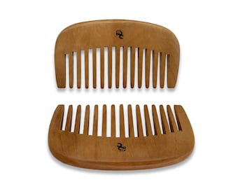 USA Made PEAR Wood 4” Curved Hand Wood Wide Tooth Detangler scalp Massager Tool Anti Static Wet Dry Hair Comb Dixie Cowboy b42