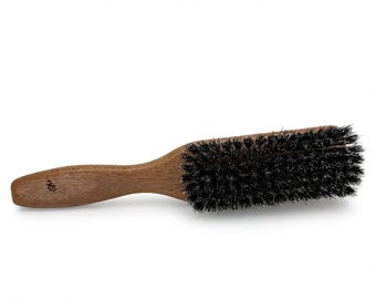 USA Made Black Walnut Wood  & Boar Hair Brush Bristle Teeth Styling Dressing Finishing Dense Smoothing Dry Wet 8.5” Medium Dixie Cowboy