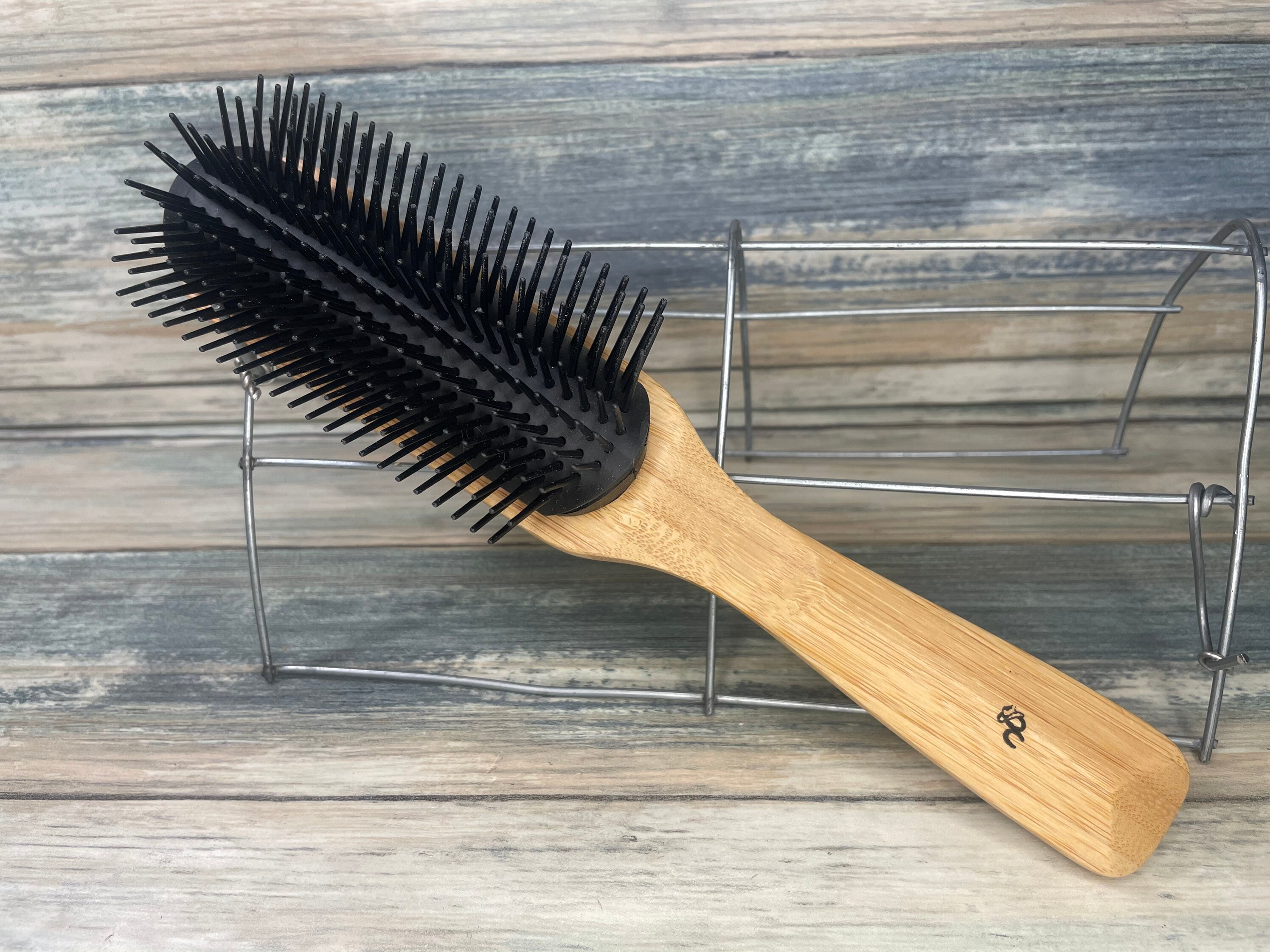 USA Made Bamboo WOOD Handle 9” Rubber Flare Retro 80s Smoothing Detangling Wet Dry Paddle Brush Hair Handle Dixie Cowboy USA Made Bamboo WOOD Handle 9” Rubber Flare Retro 80s Smoothing Detangling Wet Dry Paddle Brush Hair Handle Dixie Cowboy
