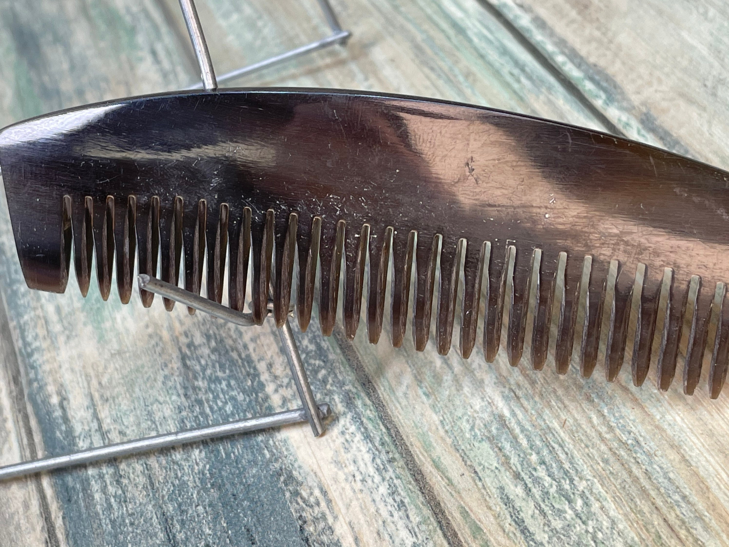 USA Made BUFFALO Ox HORN Hair Comb Perfect Beard Mustache or Pocket Comb 5\u201d Yak Fine Medium Tooth Dixie Cowboy C17