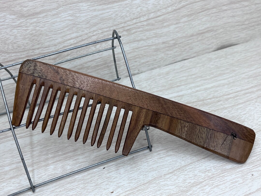 USA MADE American Black WALNUT 8” Detangling Detangler Flat Handle Comb ...