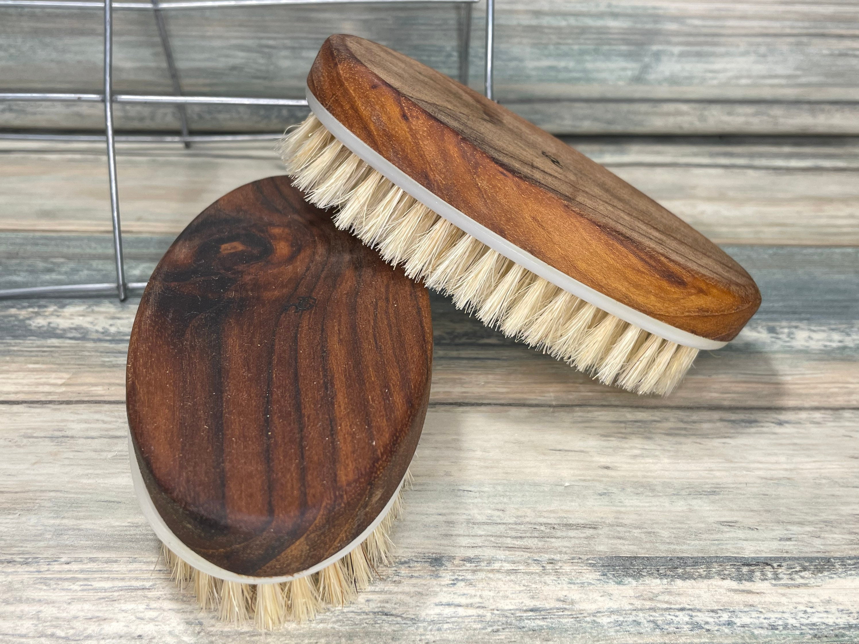 USA Made BOAR Hair TEAK Wood Body Shower 5 Scrub Brush Exfoliating  Cellulite Bath Dry Skin Brushing Bristle Dixie Cowboy