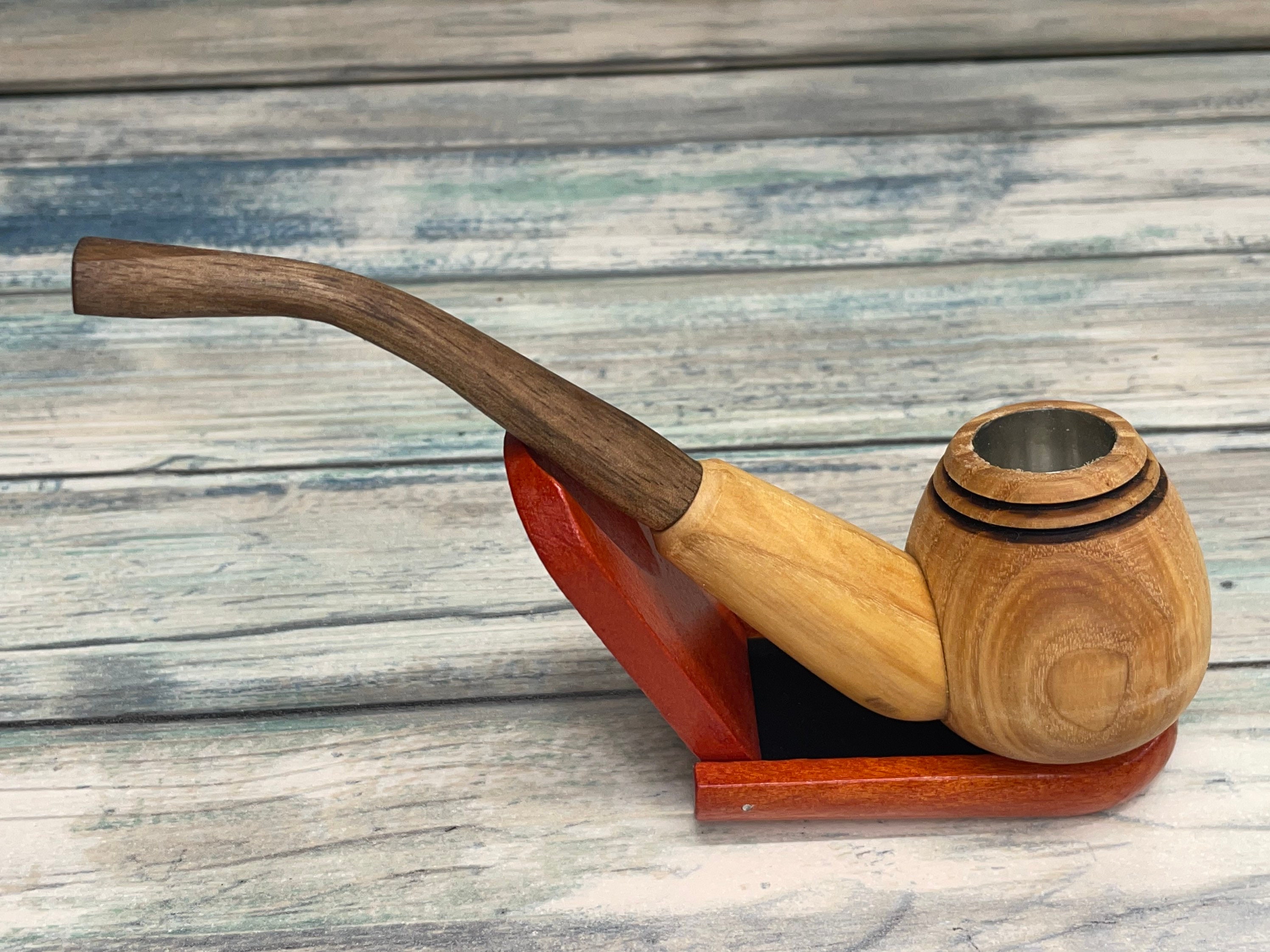 USA Made WALNUT Wood PIPE All Wood Stem Tobacco Smoking Pipe Men's &  Women's Carved Wood Handcrafted Dixie Cowboy P12