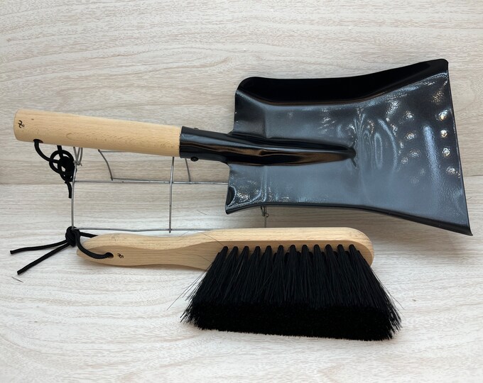 USA Made Fireplace Stove Coco Fiber Whisk Broom & Shovel Dustpan Set