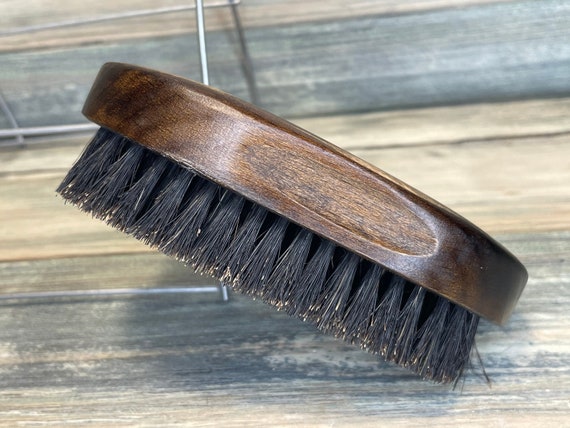 USA Made Natural Color BOAR Hair Brush Wood Handle Stained